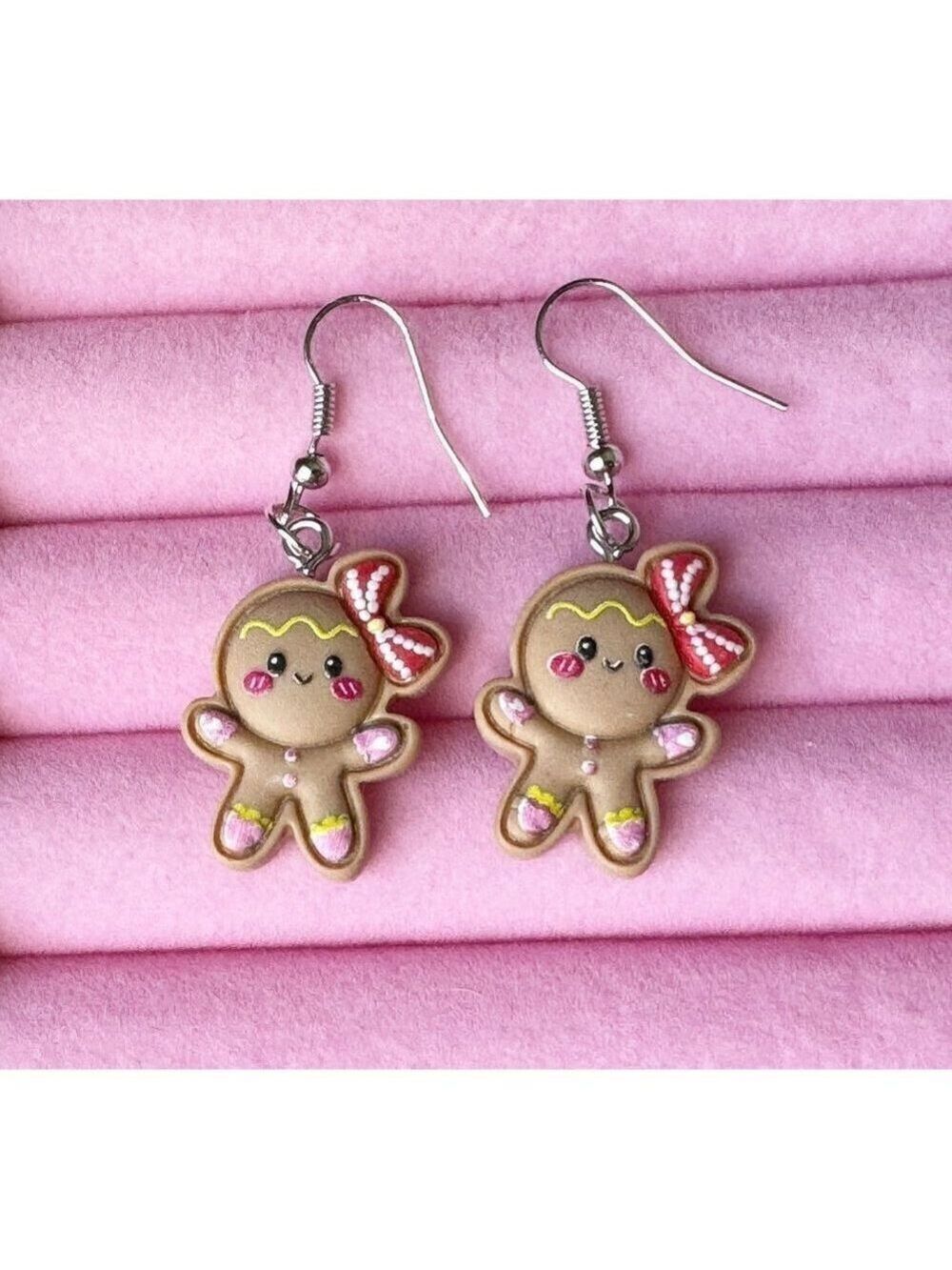 Gingerbread Girl Dangle Drop Earrings